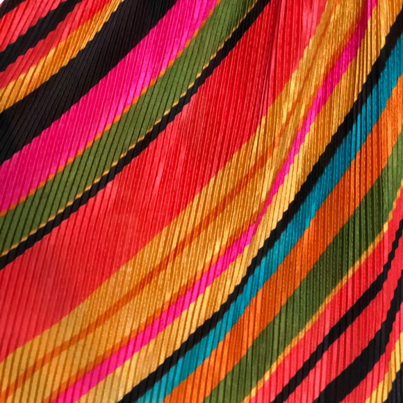 Vintage 60s Rainbow Stripe Mock Neck Prom Dress - Picture 3 of 6